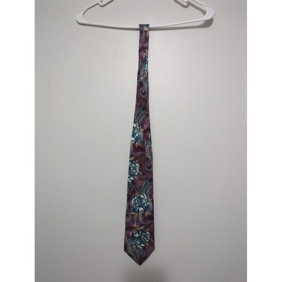 Stafford Tie Mens Floral Graphic Silk Necktie Multicolor Purple 100%‎ Silk - Picture 1 of 7